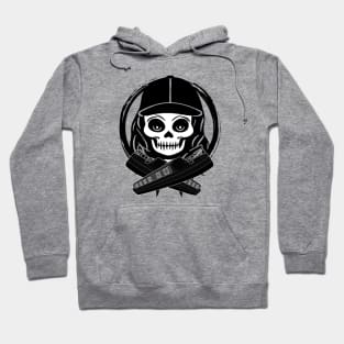 Gongoozler Skull and Narrowboat Black Logo Hoodie